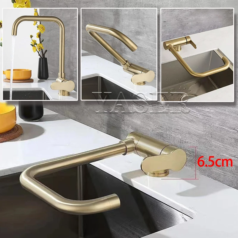 Kitchen Foldable Mixer Faucet Swivel Folding Inner Window Bar Sink Tap For RV Boat