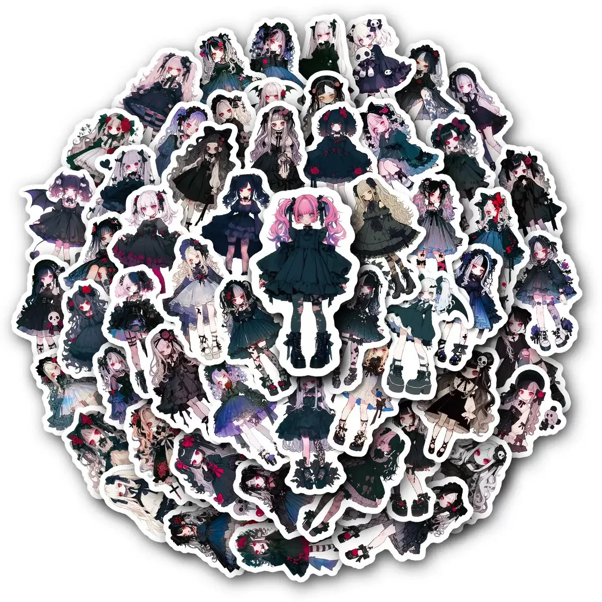 

10/56pcs Gothic Dark Magic Witch Girl Aesthetic Stickers Decorative Anime Goth Decals Laptop Motorcycle Car Cool Sticker Kid Toy