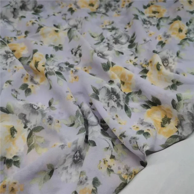 Printed Pearl Chiffon Fabric Twisted Vertical Smooth Diy Hand Sewing Polyester Fashion