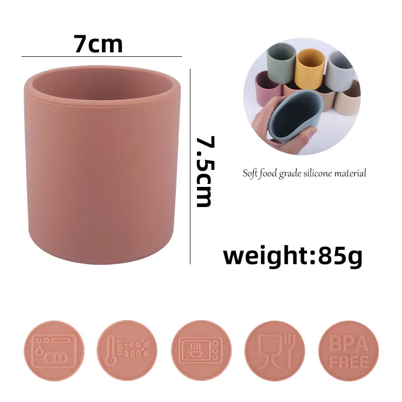 Food Grade Silicone Baby Water Cup Soft Elastic Snack Container Infant Learn to Drink Tableware Anti Scalding Milk Liquid Feed