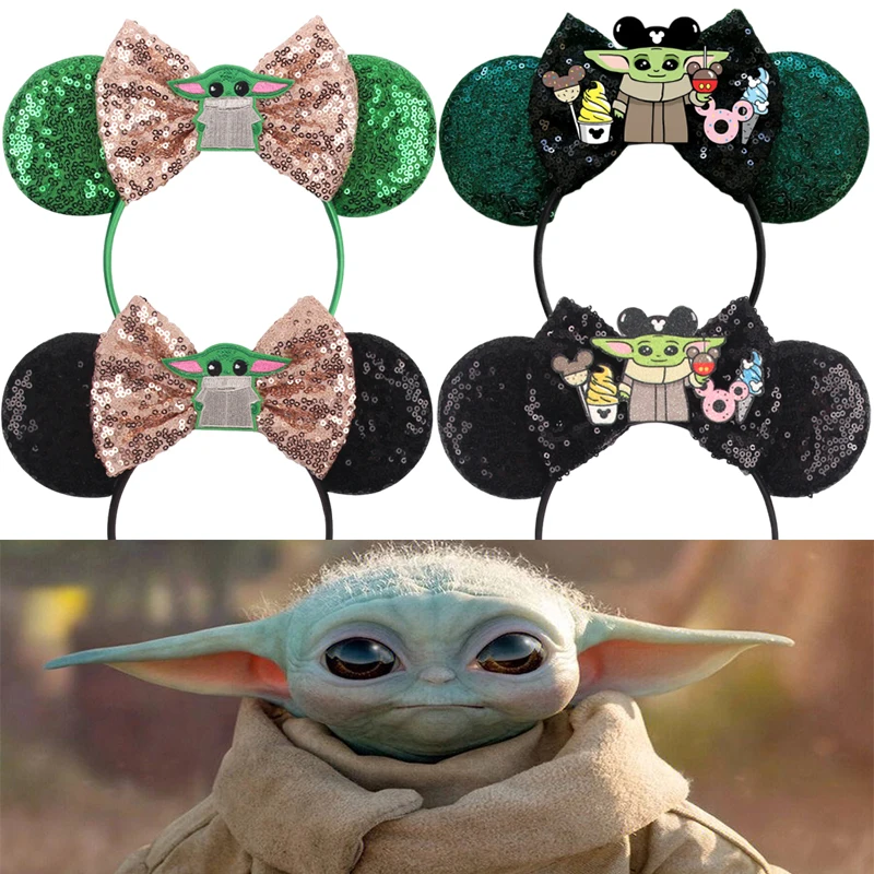 

Lucasfilm STAR WARS Hairband For Kids Carnival Master Yoda Hair Bands Women Bow Sequins Hair Accessories Cute Yode Baby Headband