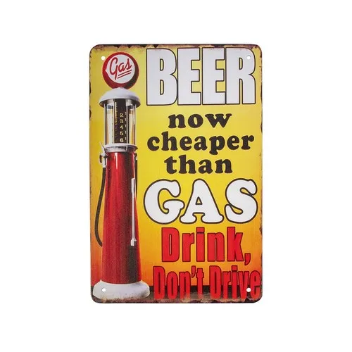 Novelty Metal Beer Than Cheaper Gas Sign Wall Art Garage Man Cave Bar Pub Decor-Aluminum