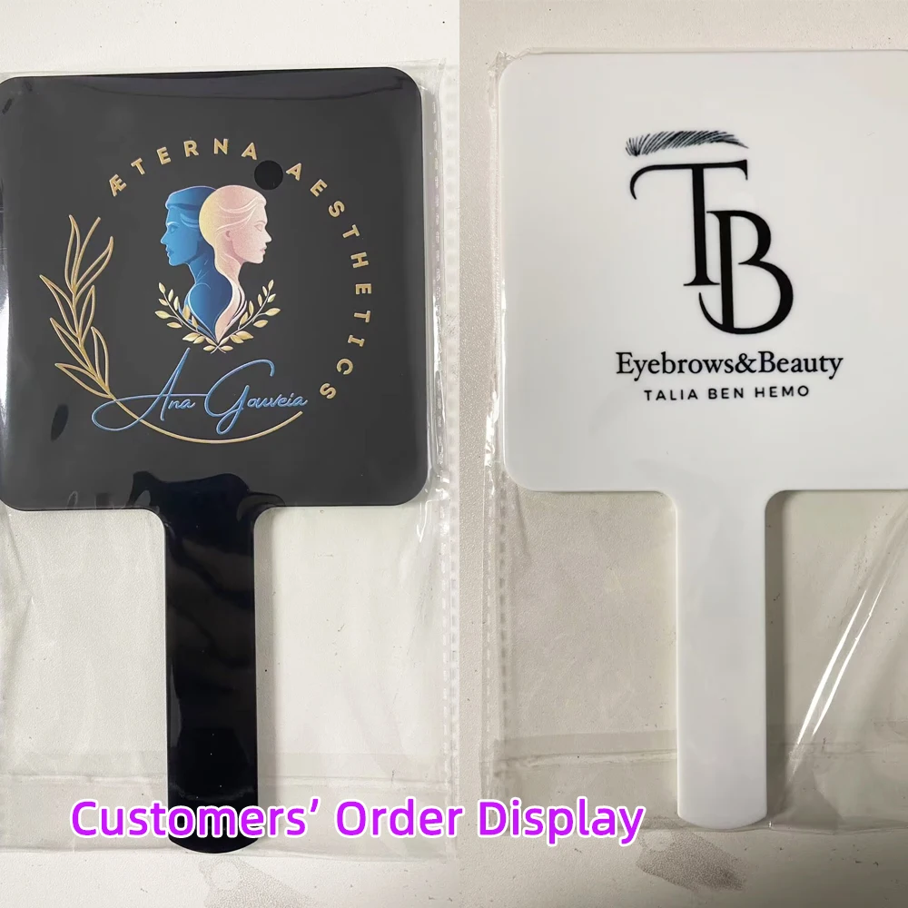 Hand Mirror Custom Logo Eyelash Extension Salon Personalized Square Lip Shape Hand Hold Mirror Lash Artist Salon Accessories