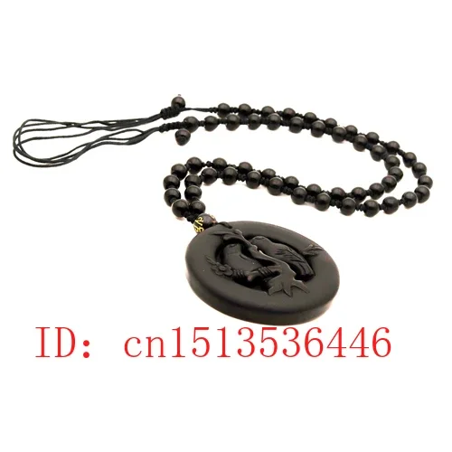 Pendentif en obsidienne noire naturelle pour femmes, collier de perles, breloque, bijoux, accessoires de mode, amulette sculptée à la main, cadeaux pour femmes