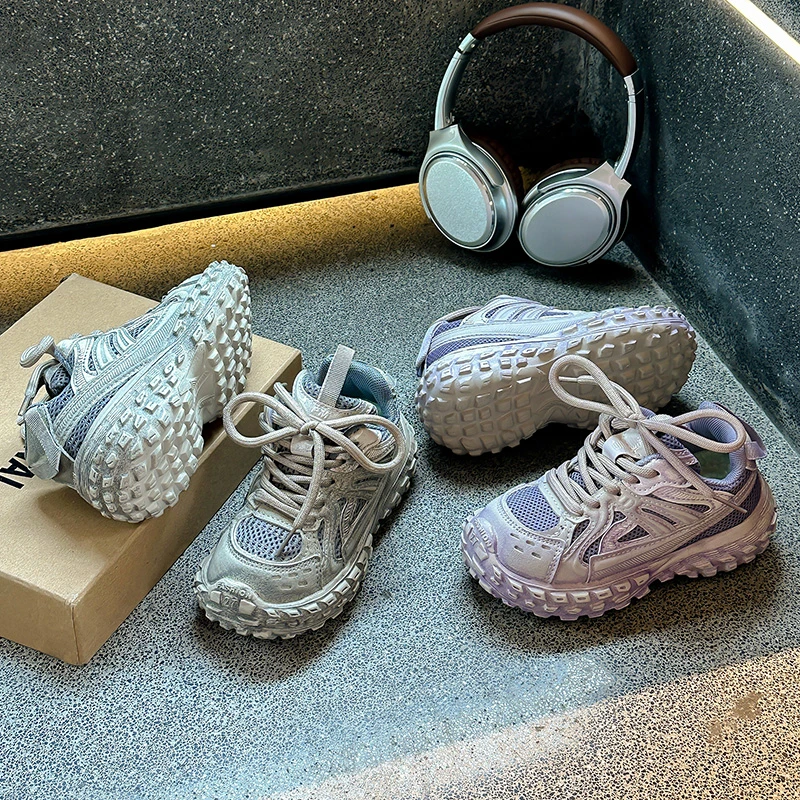 Chaussures de course antidérapantes pour enfants, baskets en maille respirante pour garçons et filles, nouvelle collection printemps-automne 2025, chaussures de sport pour enfants, fond épais et souple