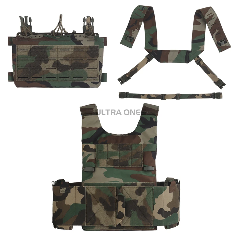 

CS Hunting Vest with Tripe Magazine Pouches Utility MOLLE Tactical Plate Carrier Vest Airsoft Paintball Chest Hanging Rig Gear