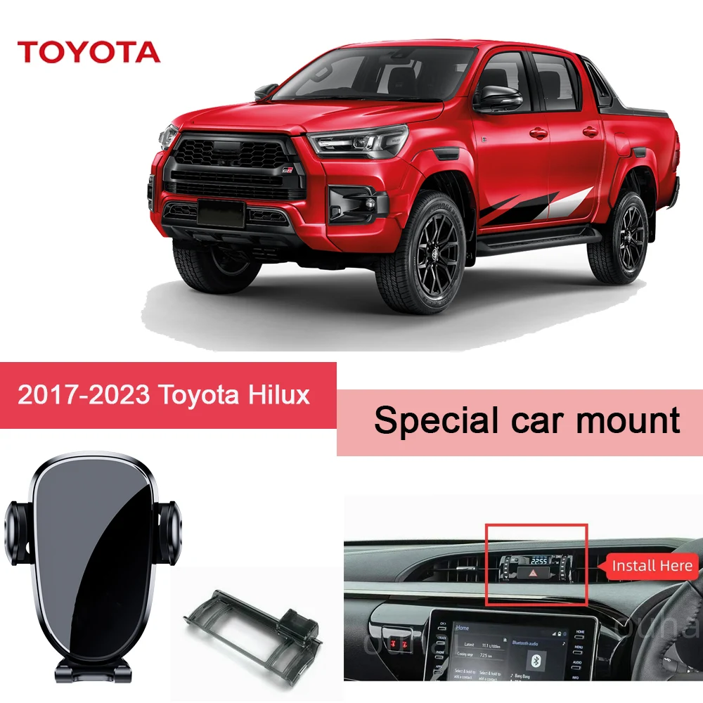 

【TOYOTA】Car Phone Holder For Toyota Hilux 2017-2023 Car Styling Bracket GPS Gravity type car phone holder Stand Rotatable Suppo