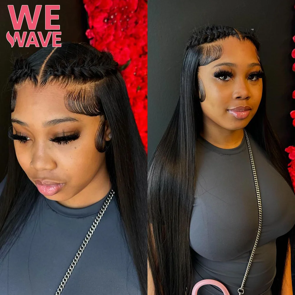 Black Bone Straight 13x6 Hd Lace Frontal Wigs 40 Inch 100% Brazilian HD Straight Human Hair Wig Choice For Women Cheap On Sale