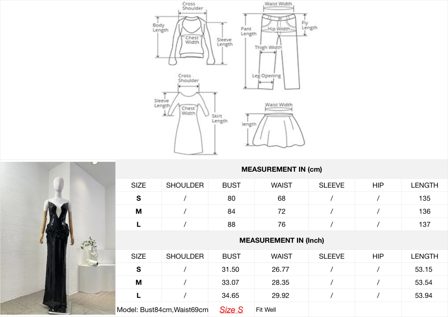 Vestido largo de tubo para fiesta 2025 Nuevo hermoso negro sin lentejuelas flores apliques atractivos