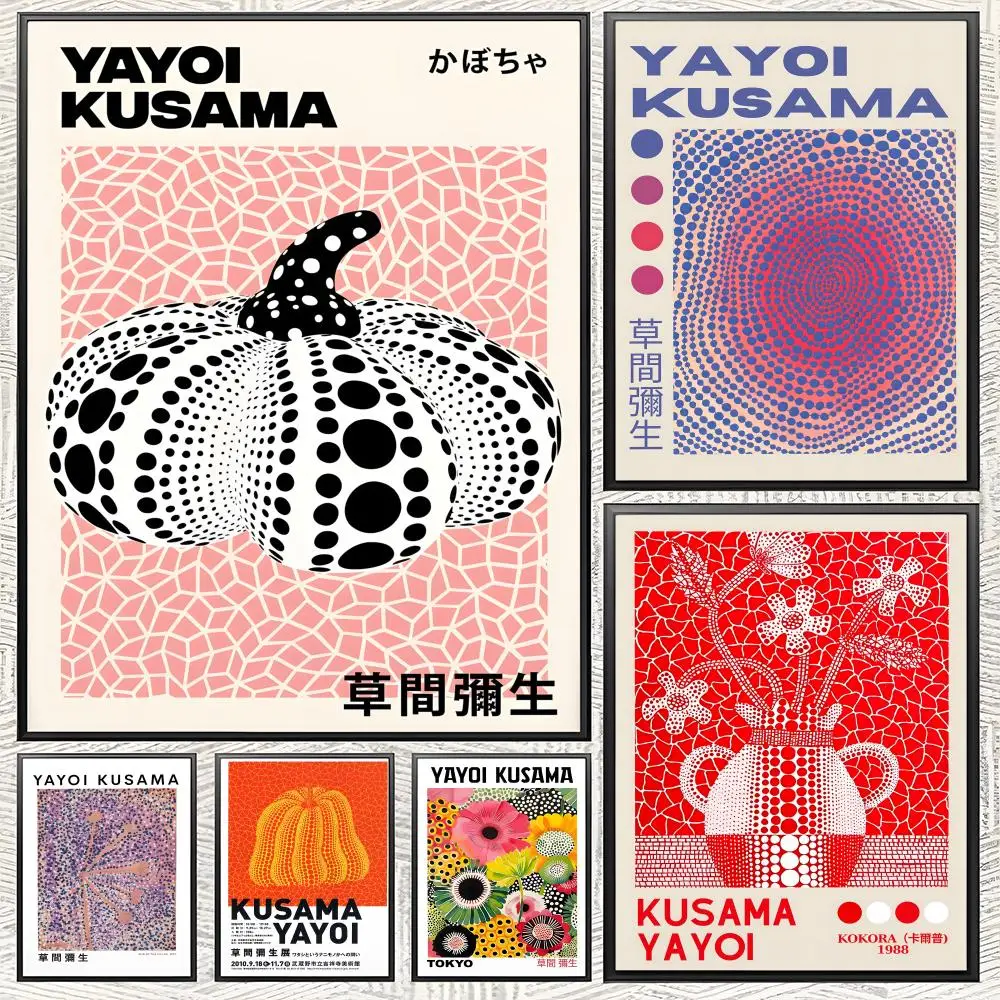 Art Y-Yayoi K-Kusama A-Art Poster, selbstklebender Papierdruck, für Zuhause, Wohnzimmer, Schlafzimmer, Eingang, Bar, Café, Kunst