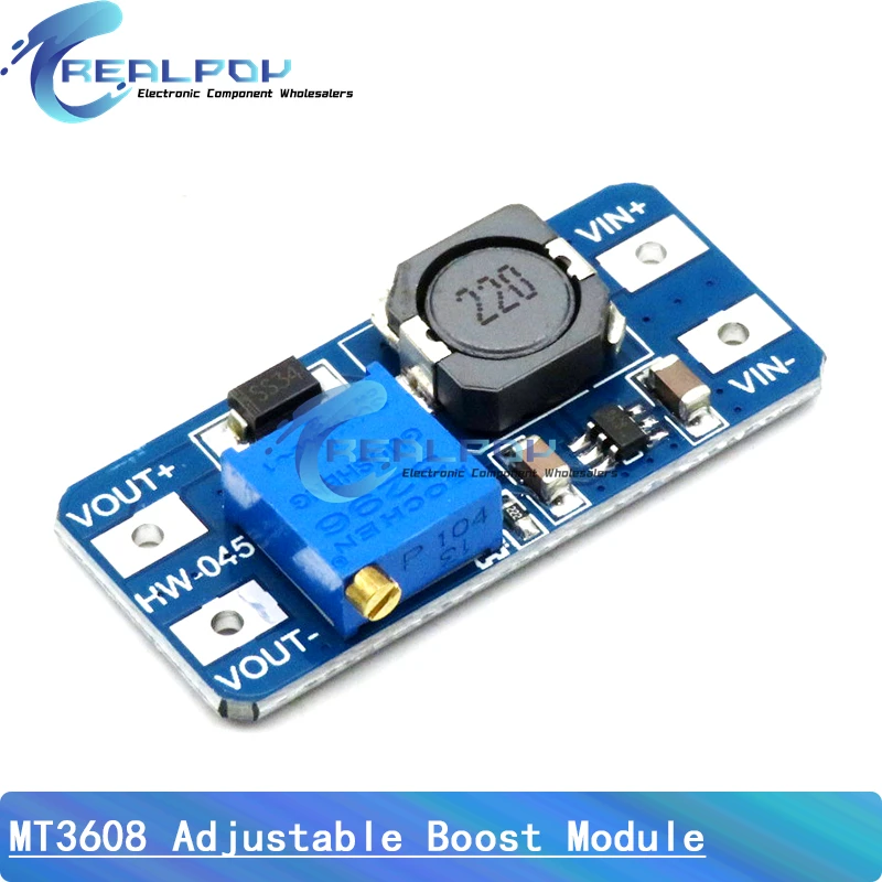 MT3608 DC-DC Adjustable Boost Module 2A Boost Plate Step Up Module Micro / Typr-C USB 2V-24V to 5V 9V 12V 28V SX1308