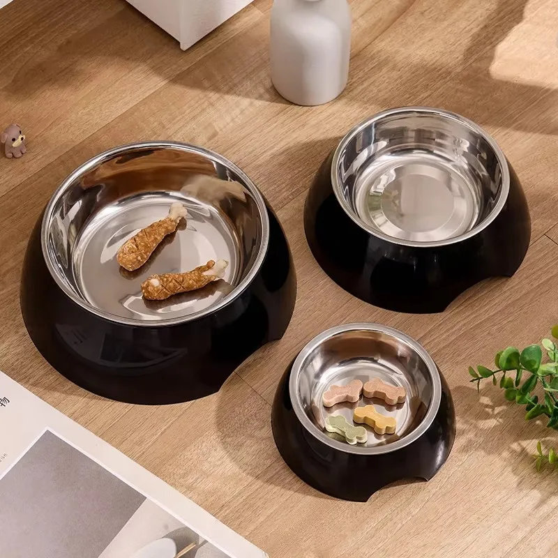 Stainless Steel Double Pet Bowl Eco-friendly Plastic Dog Food Feeder with Solid Pattern Round Melamine Salad Bowl