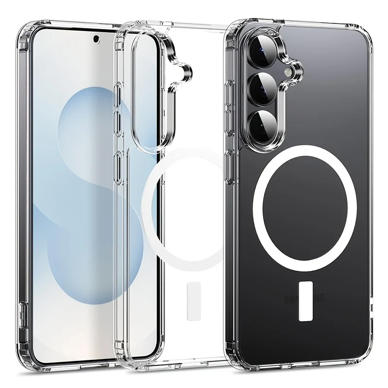 Transparent Shockproof Phone Case For Samsung Galaxy S26 S25 S24 S23 S22 S21 Ultra Plus FE Magnetic Armor Cover
