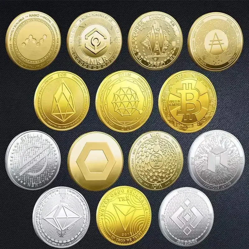 New Digital Virtual Coins BTC XRP ADA ETH Bitcoin Commemorative Coins Collectible Metal Home Decoration