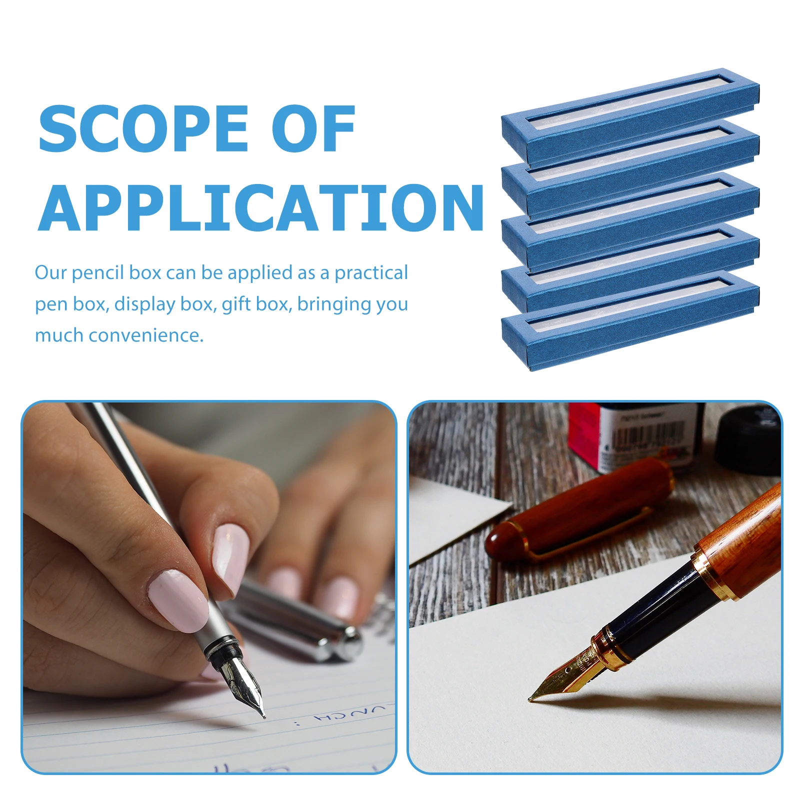 5Pcs Pen Gift Box Empty Paper Case Clear Window for Pens Pencils Ballpoint Organizer Portable Stationery Storage Display