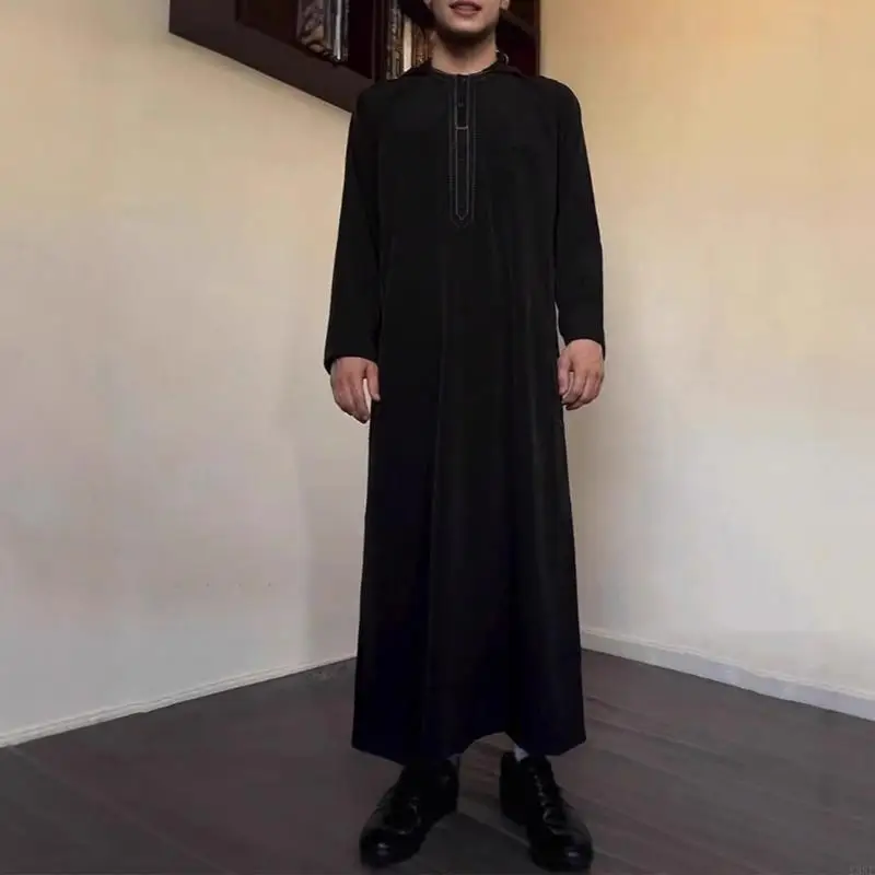 Y3NE Abito culturale musulmano sostenibile Abito lungo da uomo Tessuto traspirante naturale Facile manutenzione Abbigliamento