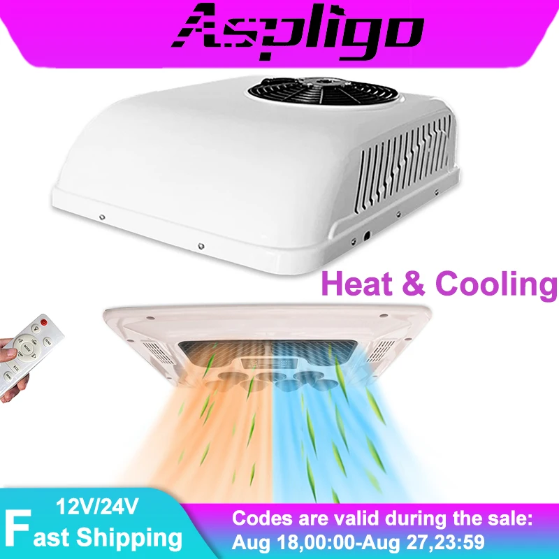 

Aspligo 12V Fast Heat & Cool RV Automotive Electric Parking Air Conditioner For Camper Van Truck Motorhome Caravan Tractor New
