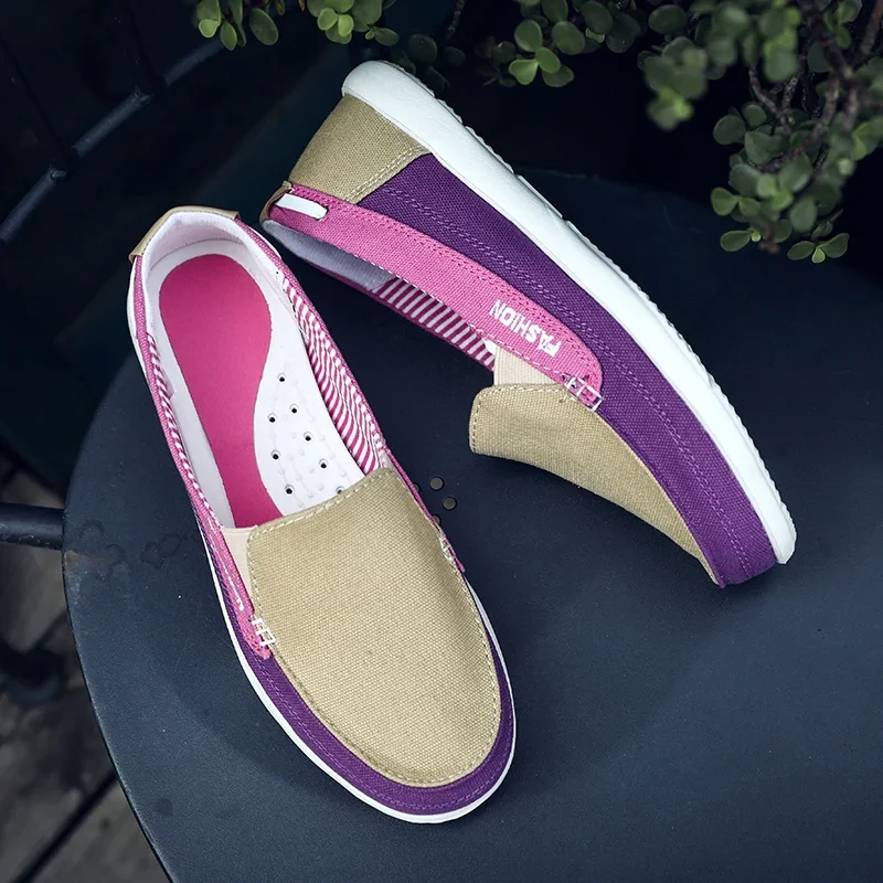 Walking Shoes Women Loafers Canvas Shoes Low Breathable Solid Color Slip on Flat Casual Shoes