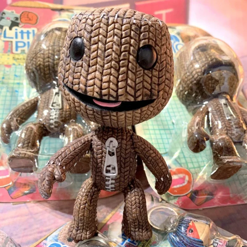 Little Big Planet Afro Sackbot Action Figure Movable Joints Toys Keychain Pendant Game Sackboy Model Toys Birthday Gift for Kids