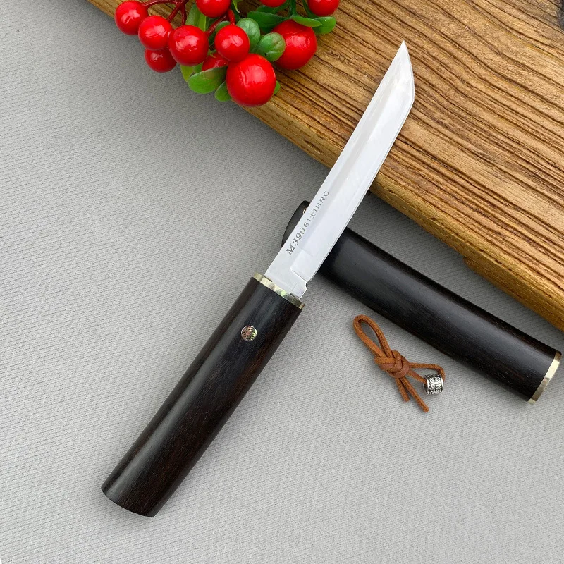 Damascus Steel VG10 straight knives High hardness Sanhe Steel Handmade knife Outdoor tool knives Ebony handle