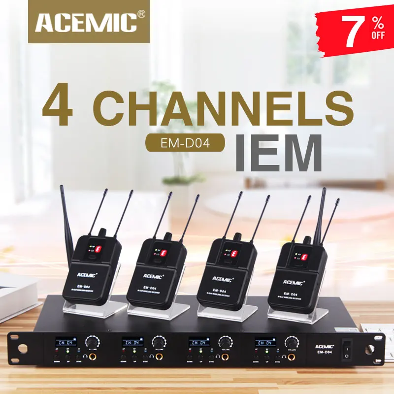 

ACEMIC EM-D04 Wireless In Ear Monitor System Professional IEM bodypack monitor ear monitoring for Stage Performance Return