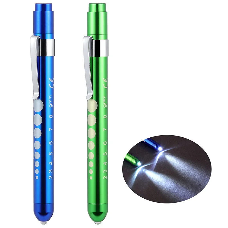 Mini LED Medical Pocket First Aid Penlight Torch Eye Nose Dental Flashlight Pupil Light with Scale for Doctor Nurse Diagnosis