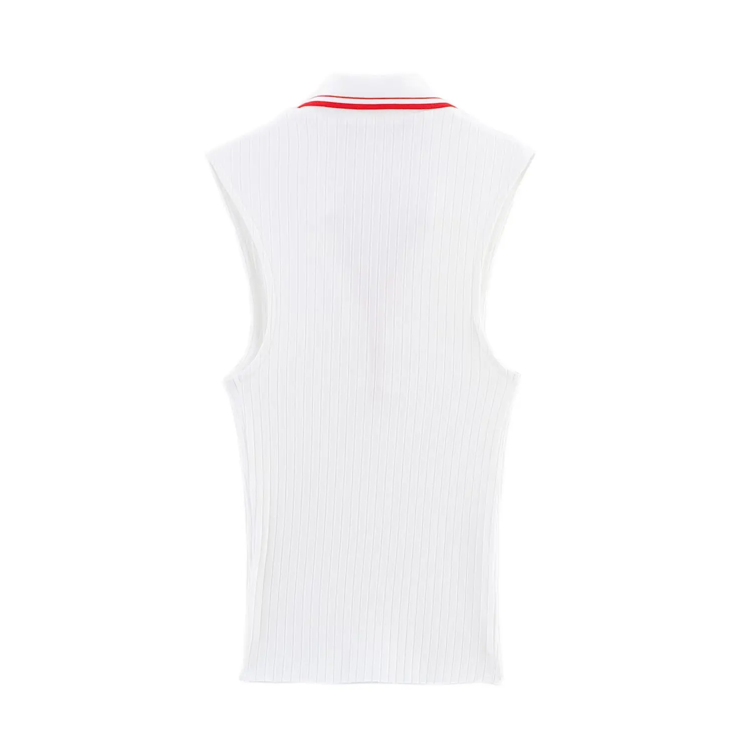 

Women Fashion Ribbed Top Casual Slim Sleeveless Turn Down Collar Camis SLTNX Spring Summer