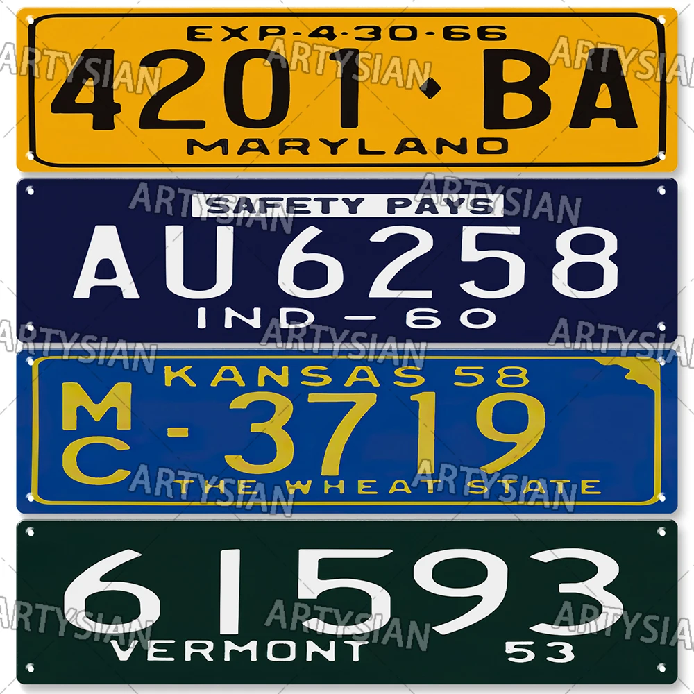 US State Metal Sign Truck Vehicle Trailer Tractor Car 40s 50s 60s Number Plate Metal Tin Sign Wall Decor Tennessee Montana