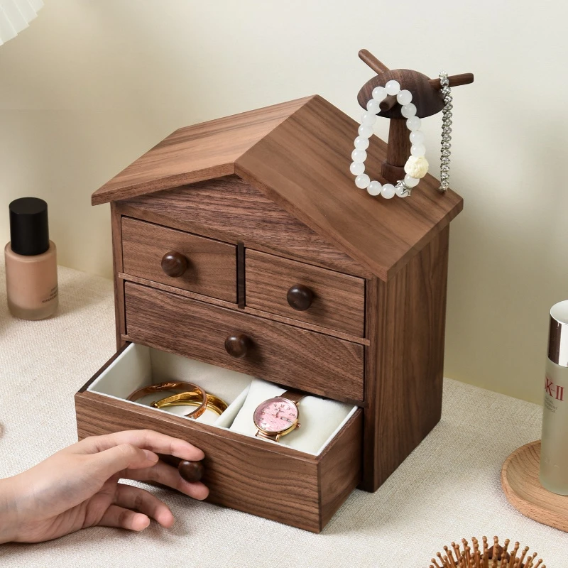 

Solid Wood Jewelry Storage Box Removable Ring Earring Organizer Boxes Large Capacity Necklace Storage Box Desktop Jewelry Boxes