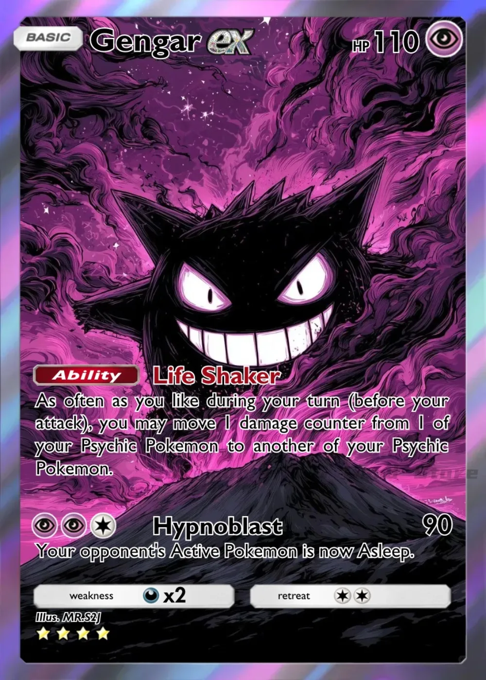 5 قطعة PTCG بطاقات البوكيمون Gengar فان جوخ السماء المرصعة بالنجوم سلسلة لعبة نادرة جمع Gengar الفني معركة أرواق لعب البوكيمون هدية