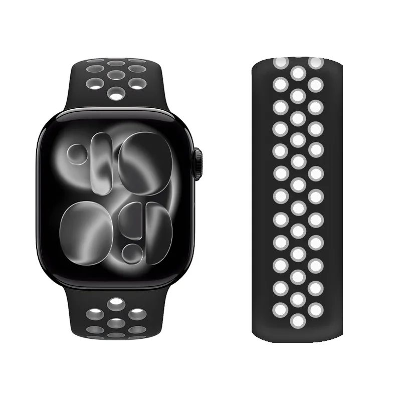 Untuk Apple Watch Sport Band Seri 11/10/9/8/7/SE/Ultra 3 Aksesori Gelang Correa IWatch Strap 46Mm 45Mm 44Mm 49Mm 42/41/40Mm