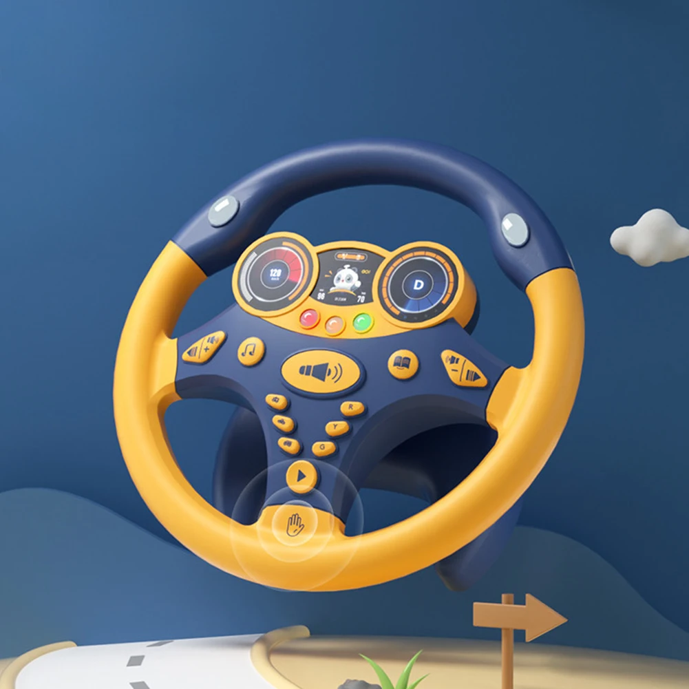 Simulation Steering Wheel Electric Musical Educational Stroller Driving Toys Birthday Gifts For Boys Girls