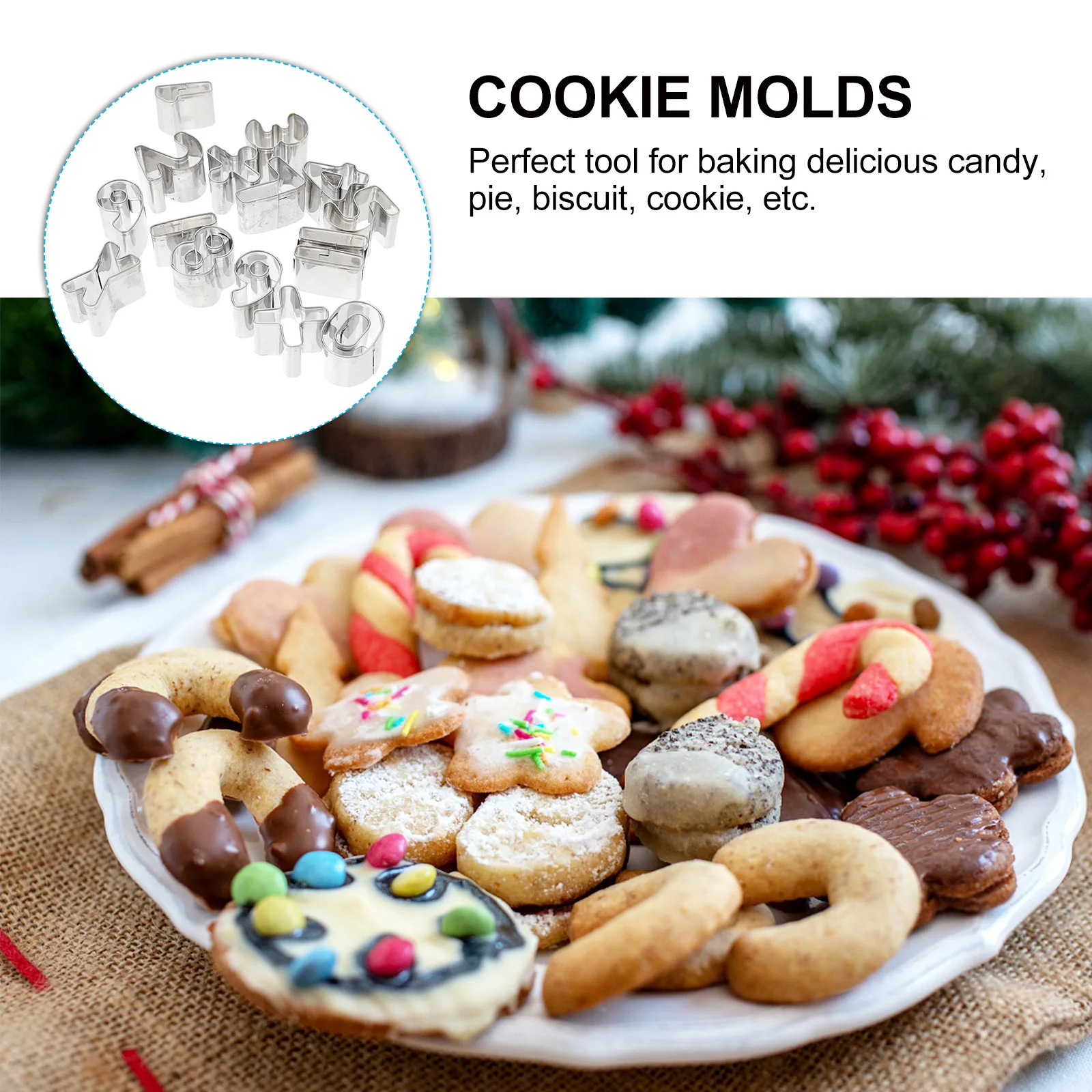 

15 Pcs Biscuit Mold Stainless Steel Molds Kitchen Baking Tools Cookie Shaper Moulds s Making