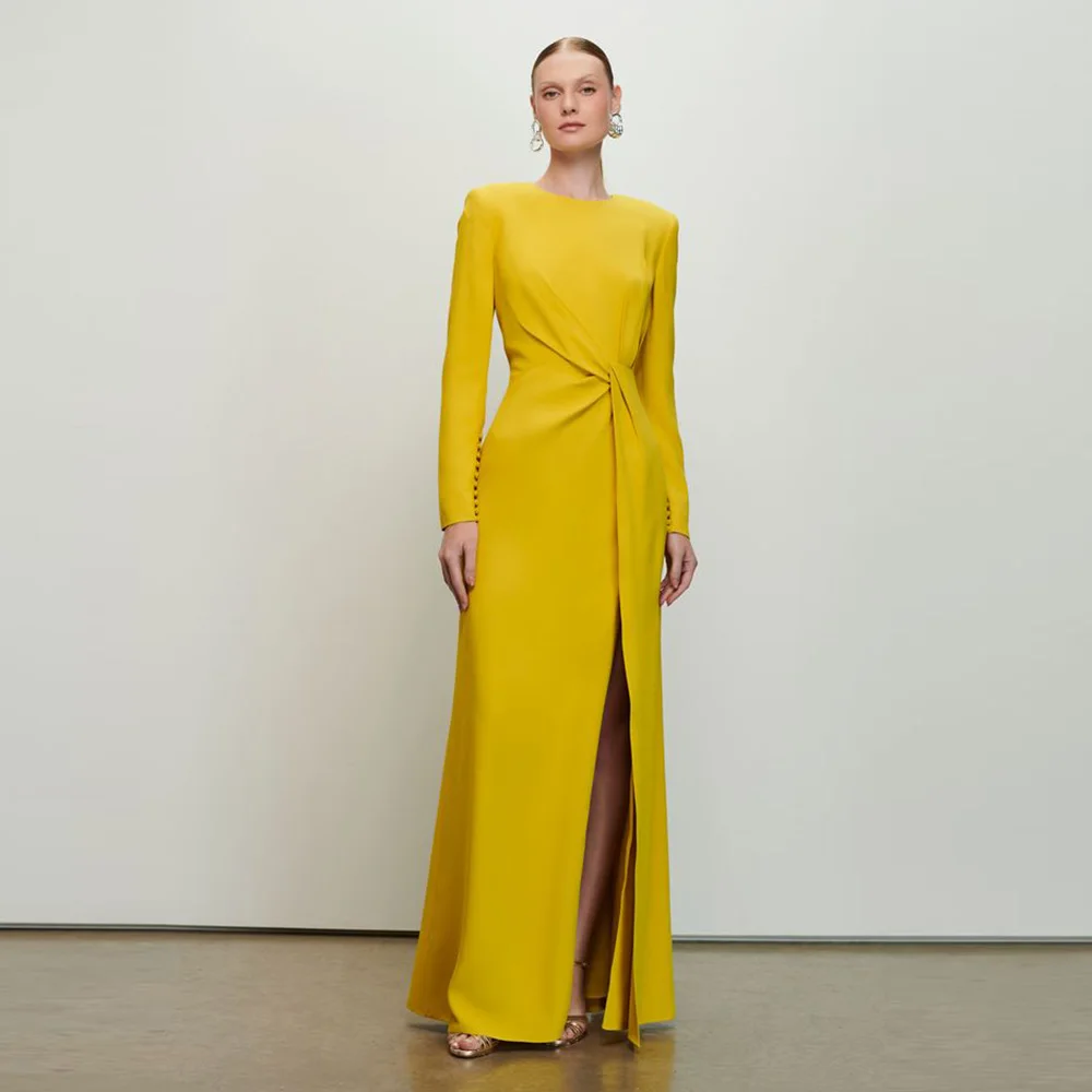 

Formal Occasion Dresses For Sexy Women Vestidos de festa Elegant платье вечернее Knot Bow Long Sleeve Party Gowns With Slit