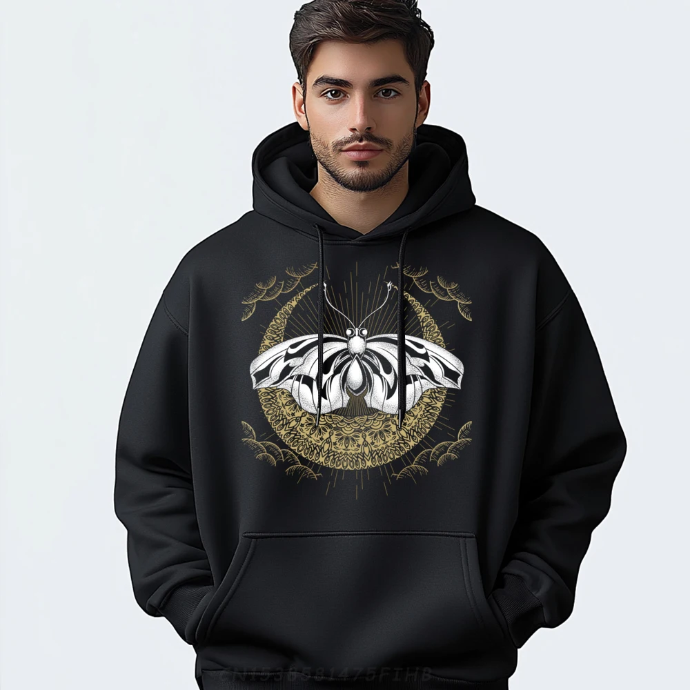 

Astrology Occult Celestial Body Luna Moth Sweatshirt Funky Long Sleeve Leisure Discount Mans Autumn Hoodies Leisure Sweatshirt