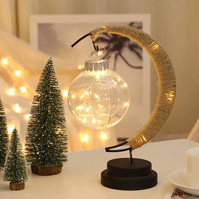 Lámpara LED con forma de bola de Luna, lámpara de mesa de bola de deseos de corazón de niña, decoración de dormitorio, luz nocturna