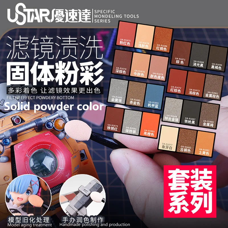 U-STAR 24 Colors Weathering Pastels Set for Model Coloring, Staining, Dry Brushing & Special Effects Hobby Painting Tools