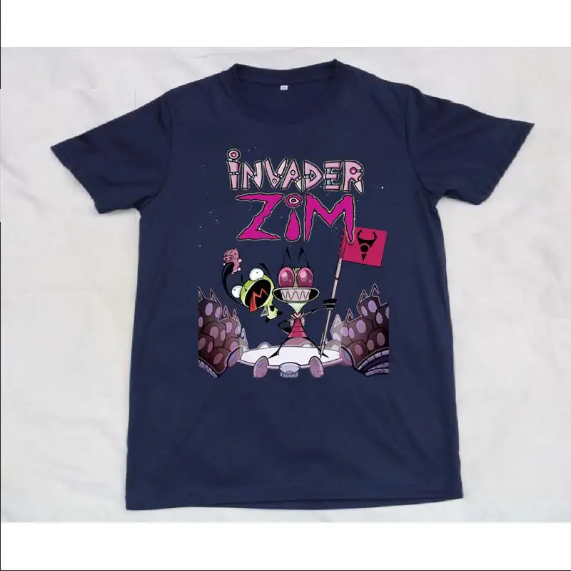 Invader Zim Poster Navy Blue T Shirt Cotton 8D595