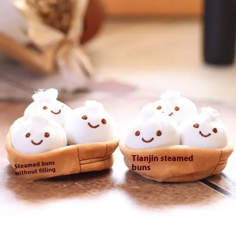 1 stks zachte kleine broodje sleutelhanger kawaii pluizige xiaolongbao sleutelhanger simulatie voedsel cartoon pluche hanger verjaardagscadeau