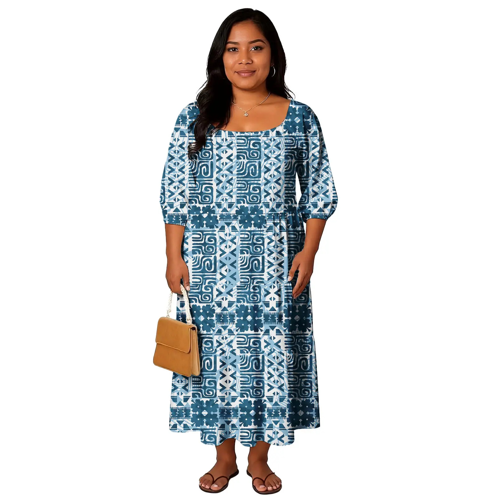 فستان نسائي مطبوع حسب الطلب للحفلات المسائية Puletasi ملابس قبلية بولينيزية فساتين ساموا فيجيان لجزر المحيط الهادئ #5