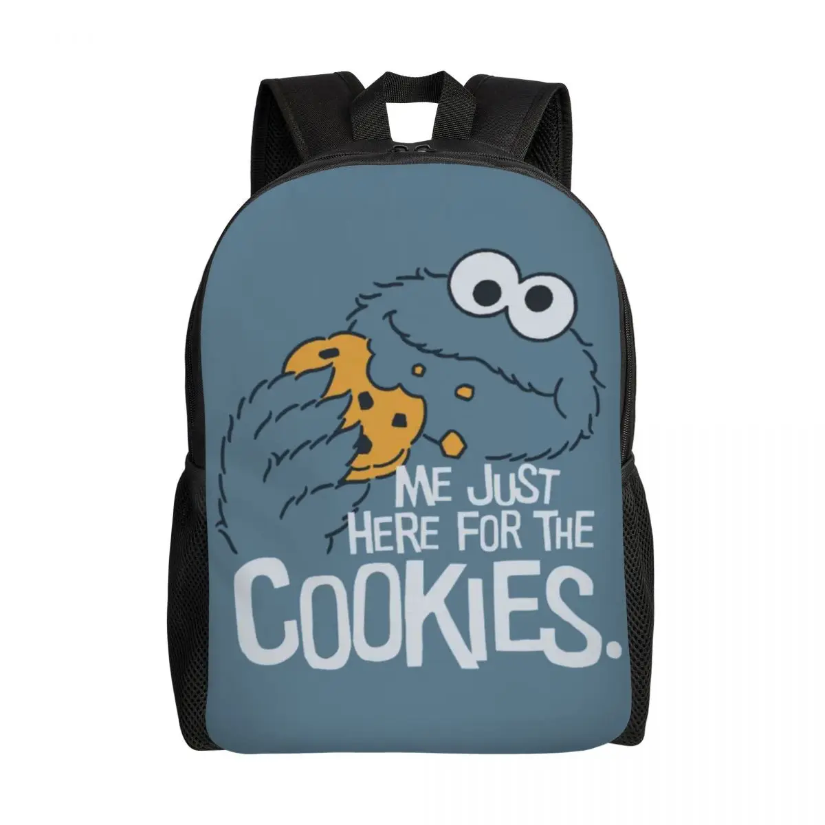 Zaini personalizzati con stampa 3D Cookie Monster Cartoon Sesame Street College School borse da viaggio Bookbag adatto a Laptop da 15 pollici