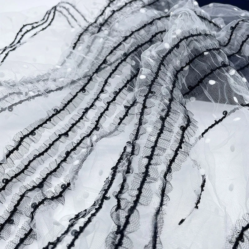 AGG دانتيل مطرز أوروبي عتيق - قماش شبكي مطرز من القطيفة لفساتين الزفاف ملابس رسمية من الدرجة الراقية