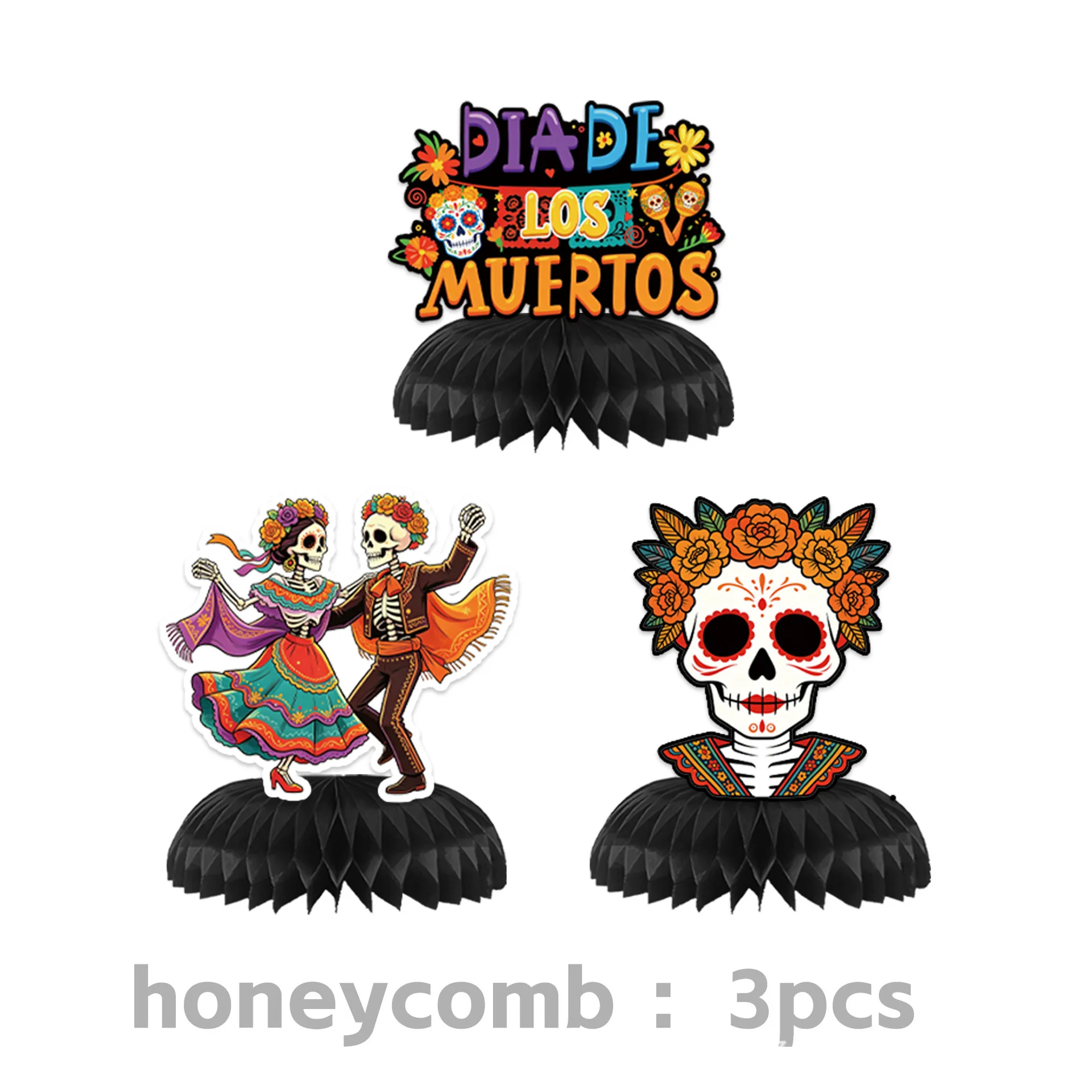 Mexican Day of The Dead Party Decoration Background Cloth Banner Tablecloth Paper Tray Paper Cup Tableware Decoration Set