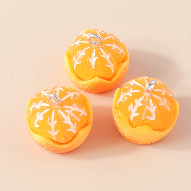 20 Stück Niedliche Frucht-Anhänger aus Harz, Orange-Charms für Schmuckherstellung, DIY Ohrringe, Halsketten, Armbänder, Accessoires – Detail 7