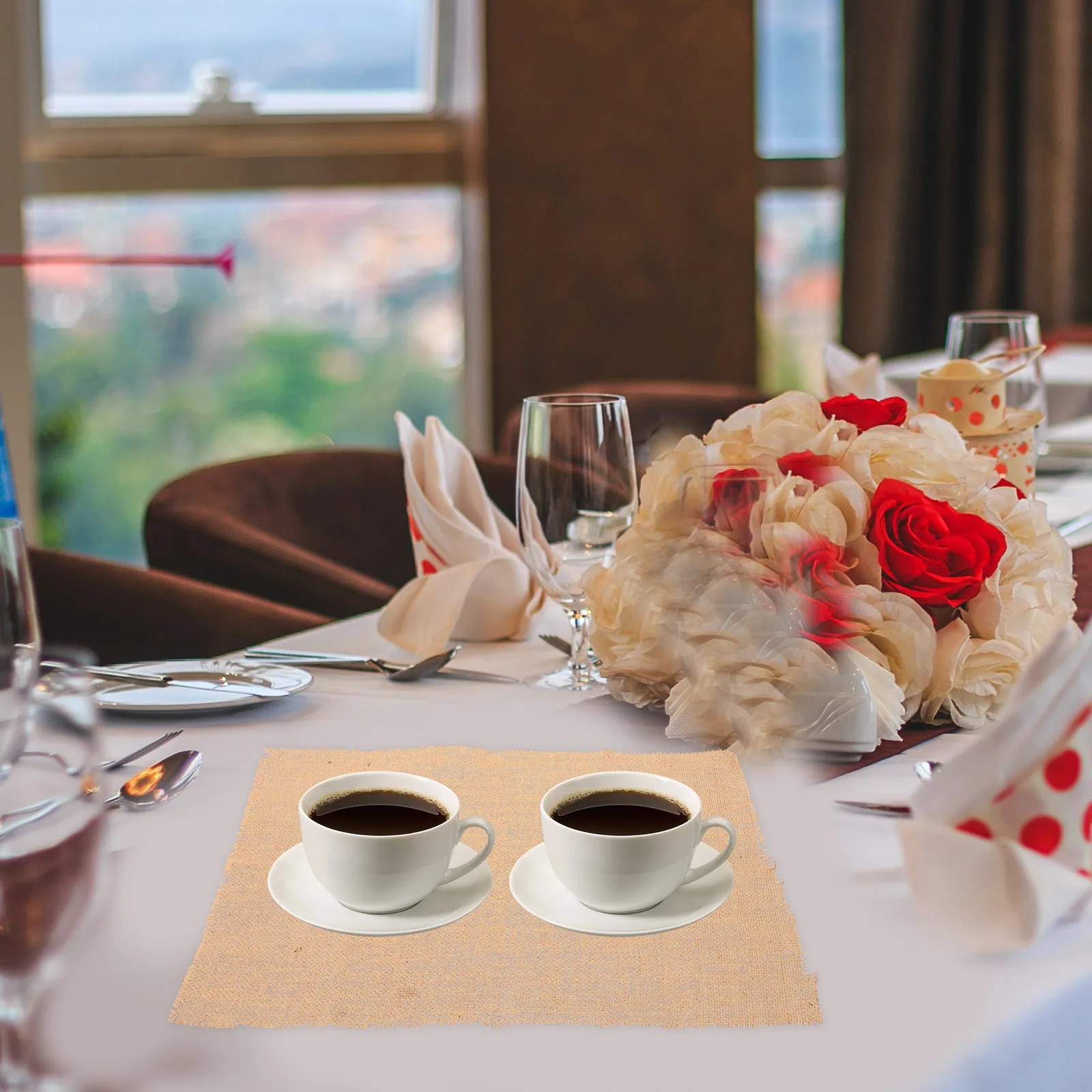 

Farmhouse Linen Place Mat Decorative Heat Resistant Table Mat for Dining Kitchen Party Rustic Dinner Table Decor