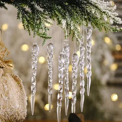 5pcs Winter Party Simulation Ice Christmas Decoration Tree Hanging Ornament Simulation snowflake Decorations Fake Icicle Props