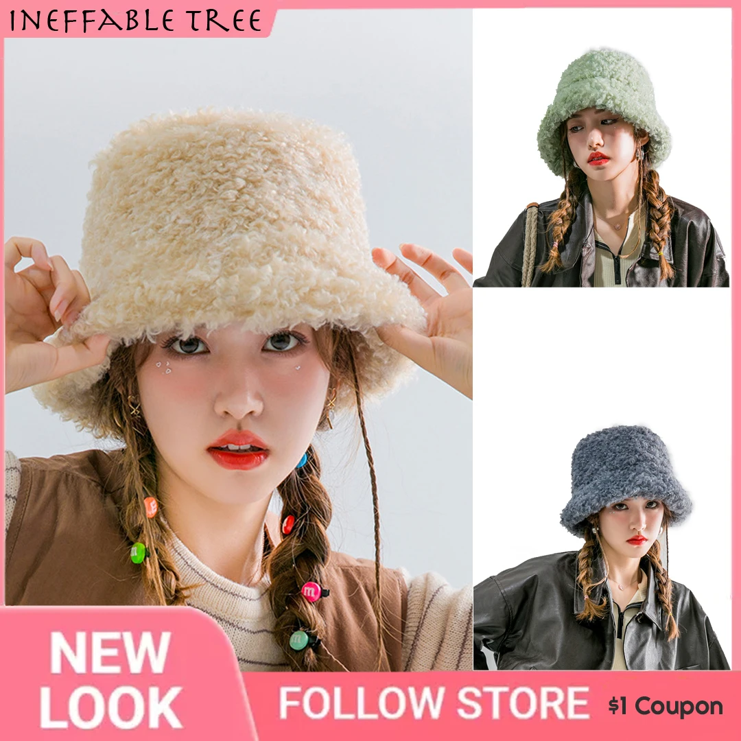 Y2K Korean Version Of Plush Hair Fisherman Hat Women Autumn And Winter New Adult Hat Couples Fashion Warm Basin Caps