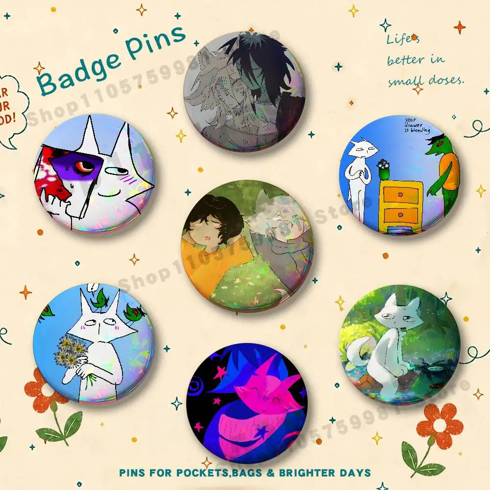 Anime H-House Of Puso Bayani Round Pins Cartoon Brooches Stylish Ornament Badge for Backpack Accessorys Gifts