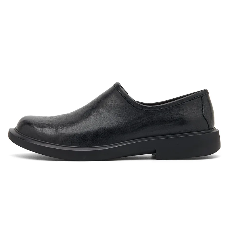 

Spring New Lazy Men's Shoes, Simple Set Foot Leather Shoes, Men's Versatile Black One Foot Casual Shoes