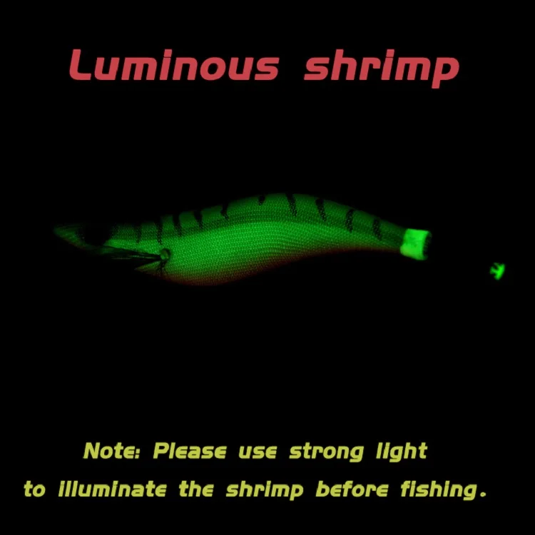 10PCS with Shrimp Bag 3D Printing 2.5 3.0 3.5  Hook Luminous Squid Jig Fishing Wood Shrimp Lure Squid Cuttlefish Jigs Lures 썸네일 4